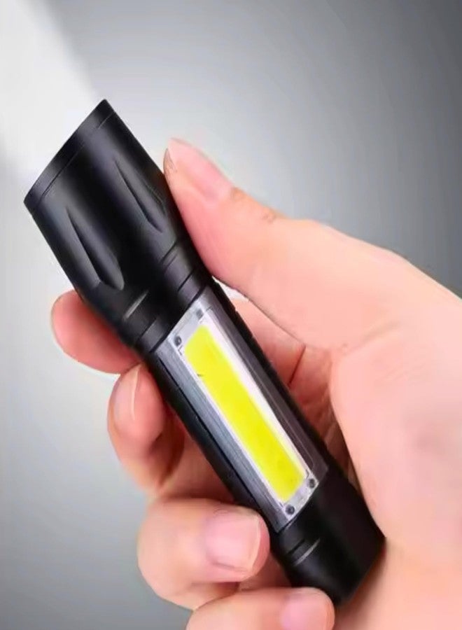 KhuHap Tactical Flashlight + Desk Lamp with Gift Box Focus Zoom Torch Light with 3 Modes Adjustable for Emergency and Activities, USB Charging, Black Metal - Ideal for Emergency & Outdoor Use - Image 1